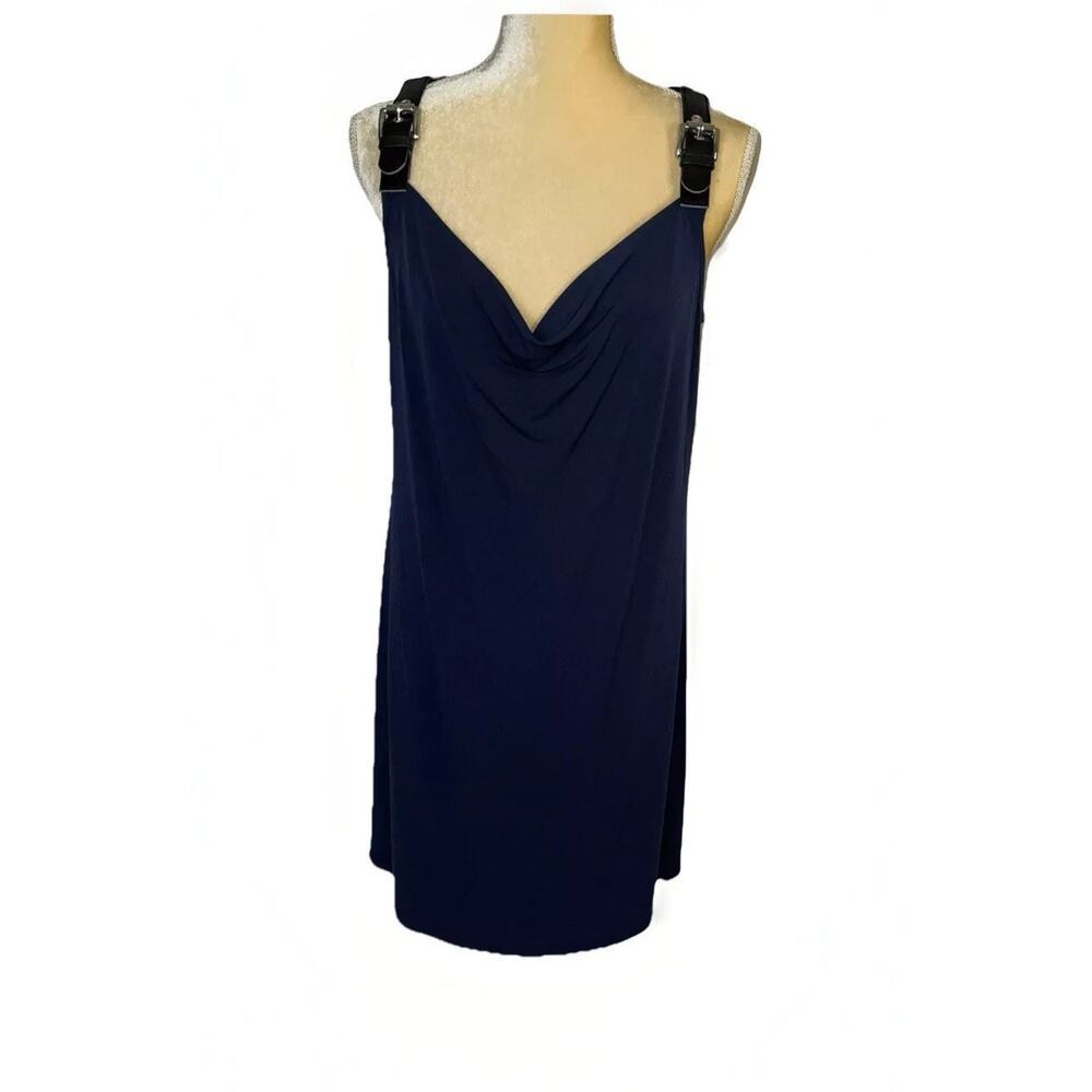 Michael Michael Kors Navy Buckled Shoulder Shift Dress Size L